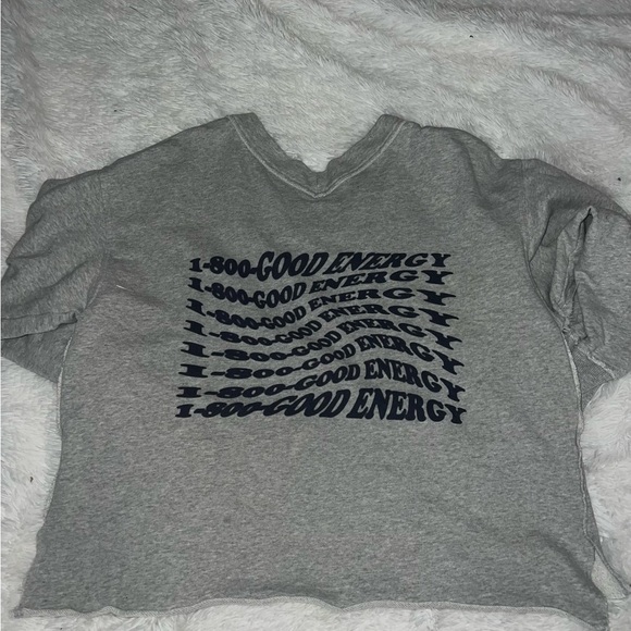 Aerie 1-800- Hood Energy Crewneck V Neck Sweatshirt size Large Graphic - Picture 3 of 4